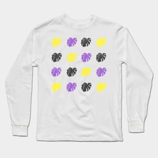 Monstera Deliciosa Leaves - Nonbinary Pride Long Sleeve T-Shirt